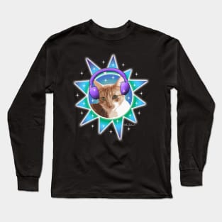 Orange Tabby Headphone Cat Long Sleeve T-Shirt